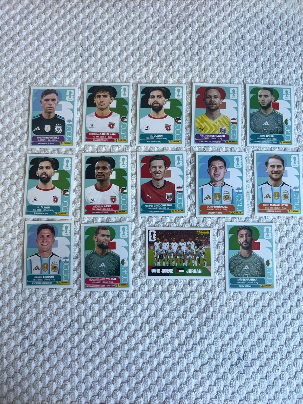 Lot of 14 Panini World Cup Player Sticker